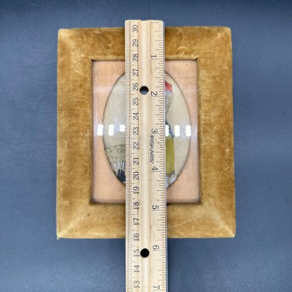 Antique English Regency Silhouette Print Yellow Velvet Frame Wall Hanging Mini - Picture 9 of 10